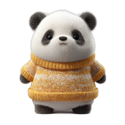 Adorable Panda in Cozy Striped Sweater Icon