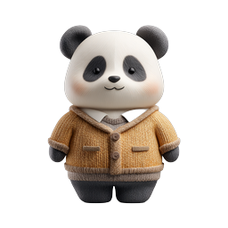 Ícone de panda 3D fofo com suéter de tricô aconchegante