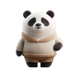 Cute 3D Panda in Knit Sweater - Adorable Animal Icon