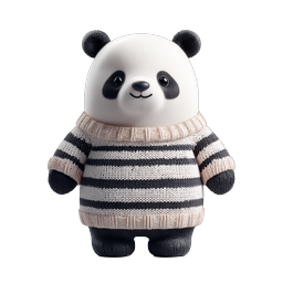 Cute Panda in Knitted Sweater - Adorable 3D Character