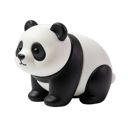 Cute 3D Panda Toy Icon - Realistic Black & White Design