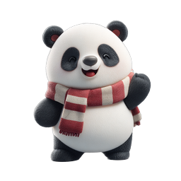 Cute 3D Panda with Winter Scarf | Adorable Animal Icon