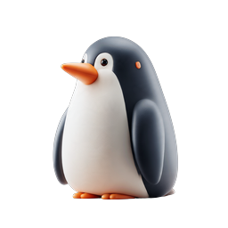 Cute 3D Penguin Character Icon - Clay Style