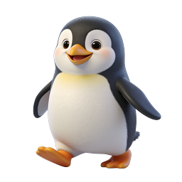 Icône de personnage pingouin 3D mignon - Animal sauvage de dessin animé adorable