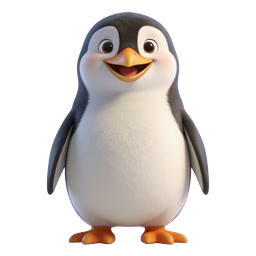 Cute 3D Penguin Character - Adorable Cartoon Animal Icon