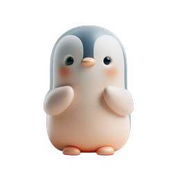 Cute Penguin Character Clay Style 3D Icon