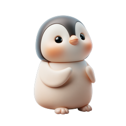 Cute 3D Penguin Character Icon - Adorable Cartoon Penguin