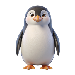 Ícone de personagem de pinguim 3D adorável