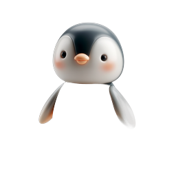 Cute 3D Penguin Character Icon - Kawaii Style