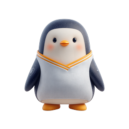 Cute 3D Penguin Character Icon - Adorable Clay-Style Design