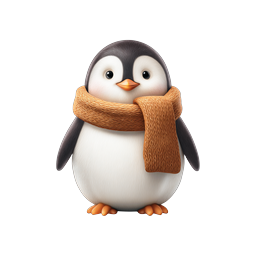 Cute Penguin Icon with Knitted Scarf for Winter Fun