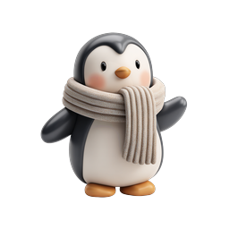 Cute Penguin Icon with Knitted Scarf for Winter Themes