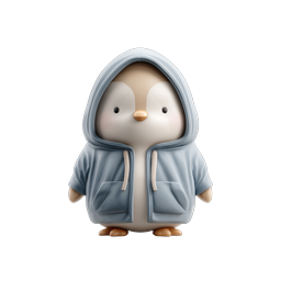 Adorable Cute Penguin Icon Wearing a Hoodie