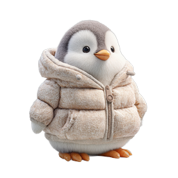 Lindo pingüino bebé con chaqueta acolchada - Icono 3D realista