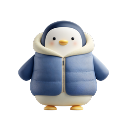 Cute Penguin in Puffer Jacket - 3D Winter Animal Icon