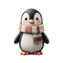 Cute Penguin with Winter Scarf 3D Icon