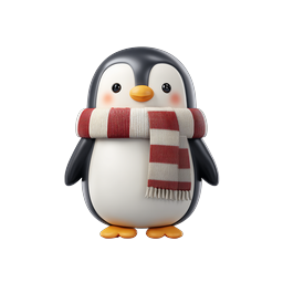 Cute Penguin with Striped Scarf - Winter Icon