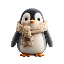 Cute Penguin with Knitted Scarf 3D Icon