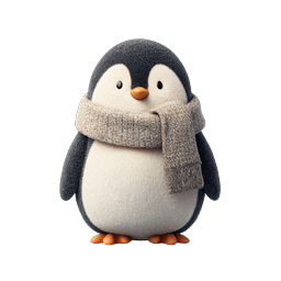 Cute Penguin with Knit Scarf 3D Icon