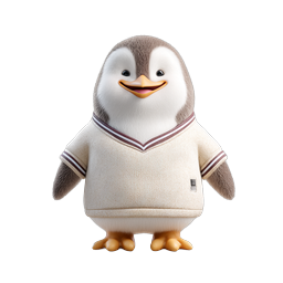Cute Penguin in Cozy Sweater 3D Character Icon