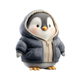 Cute Baby Penguin in Winter Jacket - 3D Character Icon
