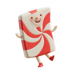 Cute Peppermint Candy Character 3D Icon - Holiday Mascot
