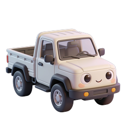 Cute Cartoon Pickup Truck 3D Icon with Kawaii Style