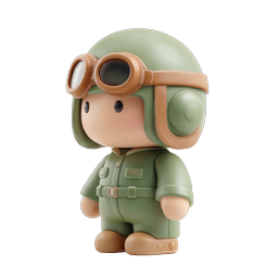 Cute 3D Pilot Aviator Character Icon - Adorable Chibi Style