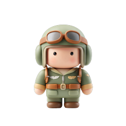 可爱飞行员角色图标 - Chibi 飞行员 3D 设计