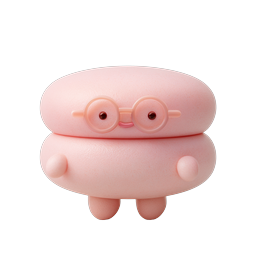 Süßer rosa Blob-Charakter mit Brille - 3D Kawaii Icon
