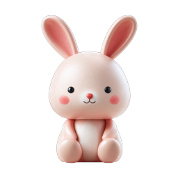 可愛いピンクのうさぎ 3Dアイコン - 愛らしいカワイイうさぎ