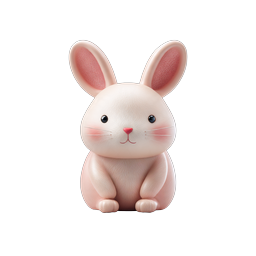 かわいいピンクのうさぎ 3D キャラクターアイコン - 愛らしいウサギのデザイン
