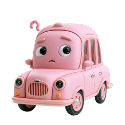 Cute Pink Car Character - Adorable 3D Animated Vehicle