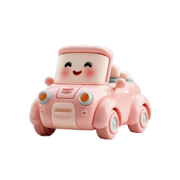Cute Pink Kawaii Car Icon | Adorable Cartoon Vehicle