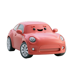Cute Pink Cartoon Car Icon with Smiling Face