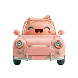 Icona auto Kawaii rosa carina - Adorabile veicolo da cartone animato