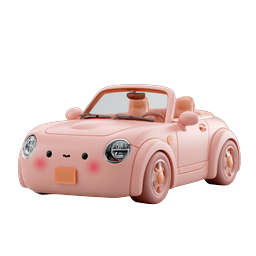 Icona auto rosa carina - Illustrazione veicolo 3D Kawaii