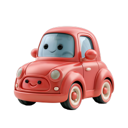 Icona auto rosa cartoon carina - Adorabile clipart veicolo 3D