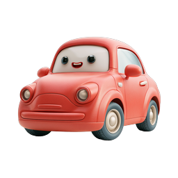 Cute Pink Cartoon Car Icon - Friendly Animated Vehicle