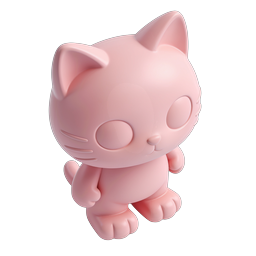 Cute Pink Cat Toy 3D Character Icon