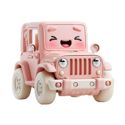Cute Pink Kawaii Jeep Clay Style Icon