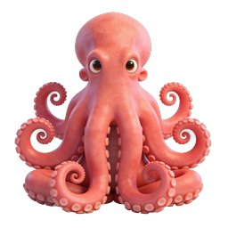 Cute Pink Octopus Cartoon Icon - 3D Rendered Sea Creature
