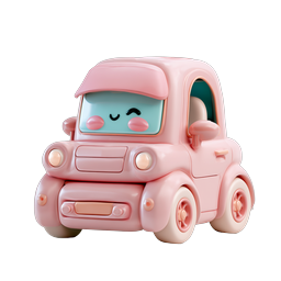 Cute Pink Toy Car - Adorable 3D Kawaii Vehicle Icon