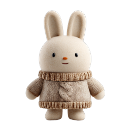 Süßes Plüschkaninchen im Strickpullover 3D-Icon