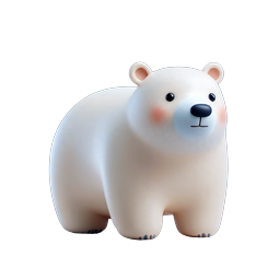 Cute 3D Polar Bear Icon - Adorable Arctic Animal