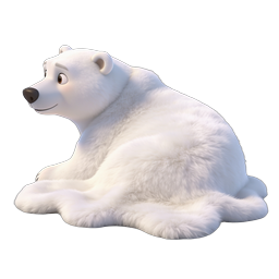 Cute 3D Polar Bear Character Icon