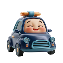Cute Cartoon Police Car Icon - 3D Clay Style