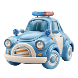 Cute 3D Police Car Icon - Cartoon Emergency Vehicle