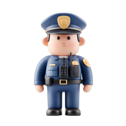 Cute 3D Police Officer Character Icon - Friendly Law Enforcement Design