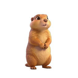 Icono 3D adorable de personaje perrito de las praderas de dibujos animados
